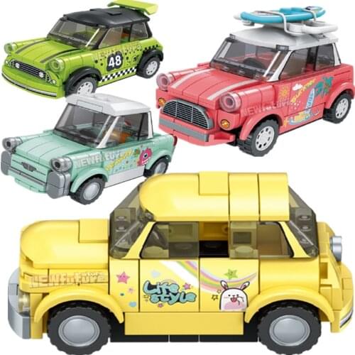2021 NEW Roadster Supercar Speed Camper Van Champion Mini Beetle FiatED 500 Building Blocks Bricks Sets Kits Race GT-R Car Model