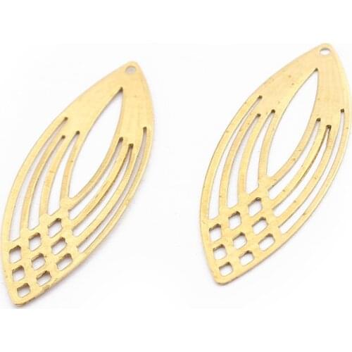 40pcs Raw Brass Hollow Leaf Charms Pendant Earring Findings for Necklace Earrings Jewelry Making 35*14mm