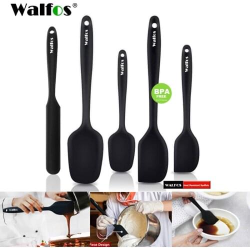 Walfos 5PCS/Set Non-Stick Silicone Spatula Baking Pastry Heat-Resistant Silicone Spatula Kitchen Utensil Coffee Cooking Tool