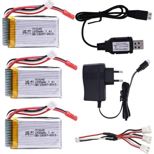 Lipo Battery For MJXRC X600 U829A U829X X600 F46 X601H JXD391 FT007 2s 7.4V 1200mah Lipo Battery with charger 3in1 cable 2S JST