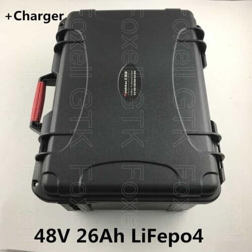 High Capacity Rechargeable Electric bike battery 48v 26Ah Lifepo4 battery pack for 1000W motor electric scooter+58.4V charger