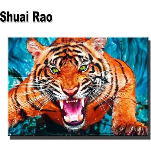 5d Diy diamond painting Colorful Tiger full Round/Square drill diamond embroidery rhinestone diamond mosaic Animal Set Wallpaper