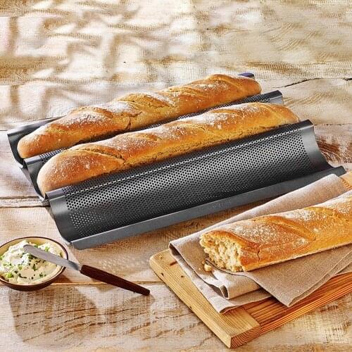 Nonstick French Bread Baking Mold Baguette Pan Wave Bread Baking Tray Cake Baguette Mold Toaster Pans Loaf Baking Tools