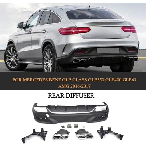 PP Car Rear Diffuser With Exhaust Muffler Tips For Mercedes Benz GLE Class GLE350 GLE400 GLE63 AMG 2016 2017