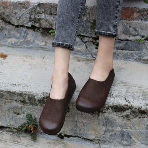 Womens Shoes Slip on Ballet Flats 100% Genuine Leather Flat Female Shoes Summer Ballerina Flats Casual Barefoot Shoes