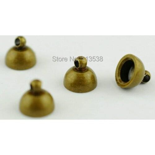 Freeship 100pcs 8mm bronze, silver, gold color metal cap pendant connector bead cap, jewelry accessory for glass cover vial DIY