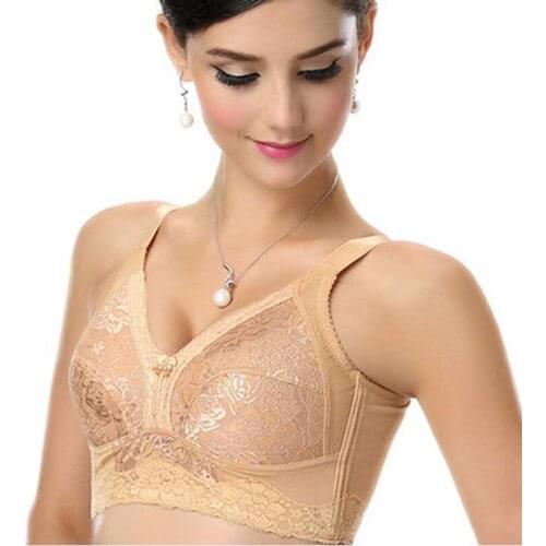 Fashion Full Coverage Bra Push Up Brassiere Floral Lace Cup big size B C D E F G cup 32 34 36 38 40 42 women bra