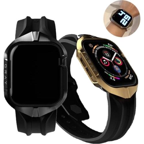 Metal Watch Case for Apple Watch 42mm 44mm Watch TPU Cover for iWatch Series 4 5 6 Replacement accessories with Box