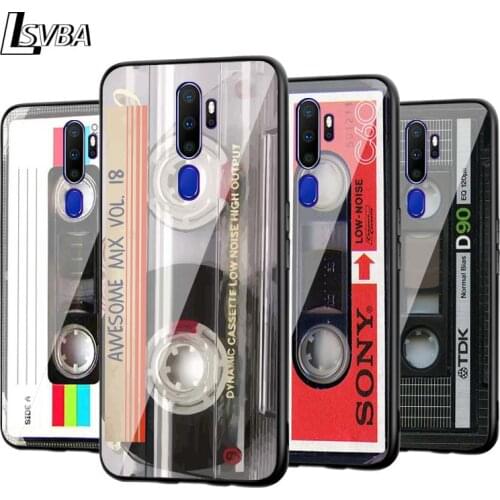 For OPPO A5 A9 2020 F7 Phone Cover Shell Classical Old Cassette for OPPO Reno 2 Z 2Z 2F 3 4 Pro 5G Bright Black Phone Case