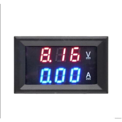 DC 0-100V 10A Digital Voltmeter Ammeter Dual Display Voltage Detector Current Meter Panel Amp Volt Gauge 0.28" Red Blue LED