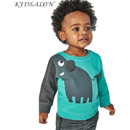 KIDSALON Cartoon Dinosaur Boys Sweatshirts for Little Kids Hoodies Clothes 2-7Years Autumn Children Long Sleeve Shirts Cotton