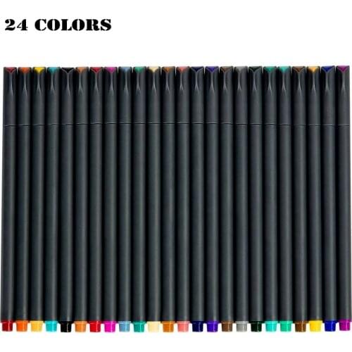 24 Colors 0.4 mm Fiber Marker Pen Fineliners Watercolor Based Sketch Drawing Art Felt Tip Fine Hook Line Pen fine point liner