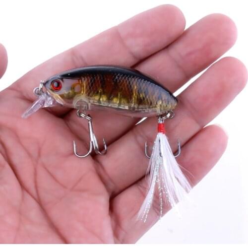 Hengjia 1pc fishing wobblers 9.6g Plastic Hard Crank Bait Crankbait artificial Fishing Lure feather Treble Hooks Pesca tackle