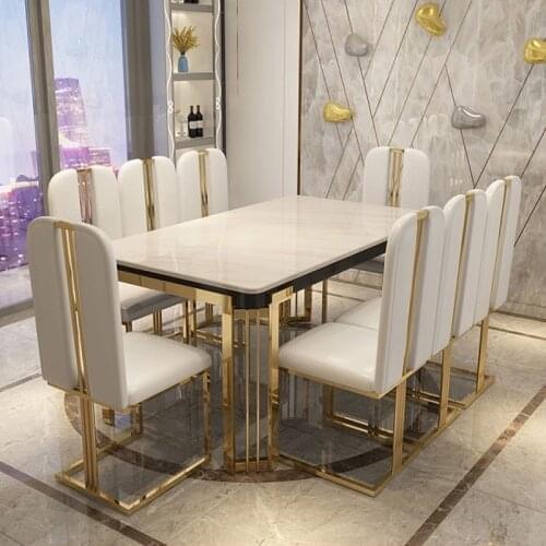 Italian Minimalist Modern Simple Rectangular Dining Table Nordic Marble Dining Table Chair Combination