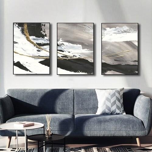 Chinese Ink Black White Brush Painting Abstract Lines Wall Memorial Canvas Poster Decor Wall Art Print Painting Picture Home Dec