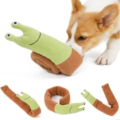 Multifunction Plush Toy for Cats Dogs Play Smarter IQ Snuffle Training Cute Snail Pet Bite Squeaker Toy Feeding Food Games