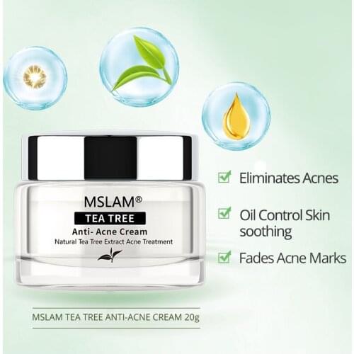 MSLAM Tea Tree Acne Treatment Face Cream Repair Gel Oil Control Shrink Pore Scar Blackhead Moisturized Fade Acne Mark Face Care