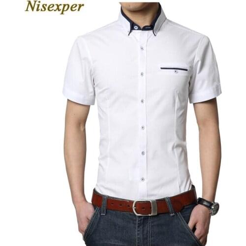 Mens Clothing Summer Fashion Short Sleeve Mens Shirt New Arrival Casual Business Formal Male Cotton Shirts Big Size 5XL