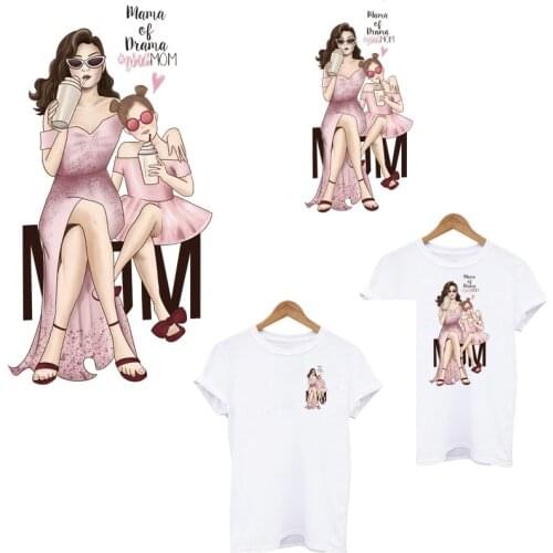 Patches On Clothes Wife Mom Girl Heat Transfers DIY Women Baby Girl T-shirt Thermo Sticker On Clothes Fashion lady Iron On Patch