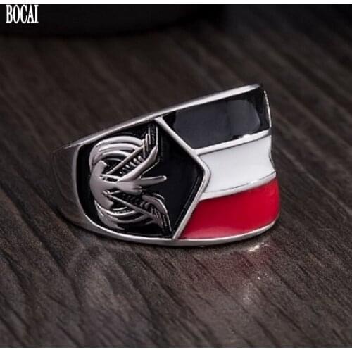 New 100% real s925 silver ring for men vintage fashion 925 sterling silver eagle ring simple glue mens rings