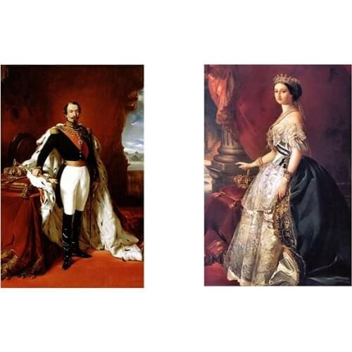 2 piece 100x160cm Napoleon Eugenie de Montijo Portrait Oil Painting On Canvas Wall Art Poster and Print Picture for Living Room