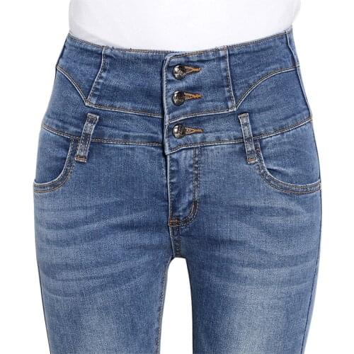 Real shot spot 2021 spring and autumn Korean high waist slim high elastic cotton jeans womens small foot long pencil pants