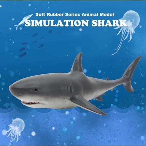 Child Simulation Aerated Animal Model Megalodon Soft Glue Shark Blue Shark Great White Shark Crocodile Dinosaur Animal Model Toy