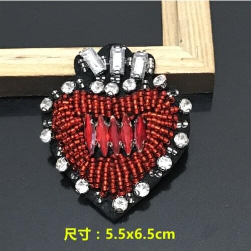 Redheart rhinestone beaded patches embroidered sew on patch applique jacket patches for clothes parches para la ropa