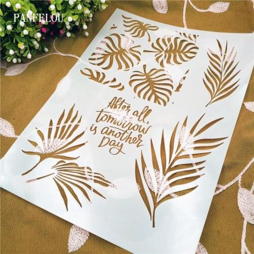 Leaves scrapbook stencils spray plastic mold shield DIY cake hollow Embellishment printing lace ruler valentine