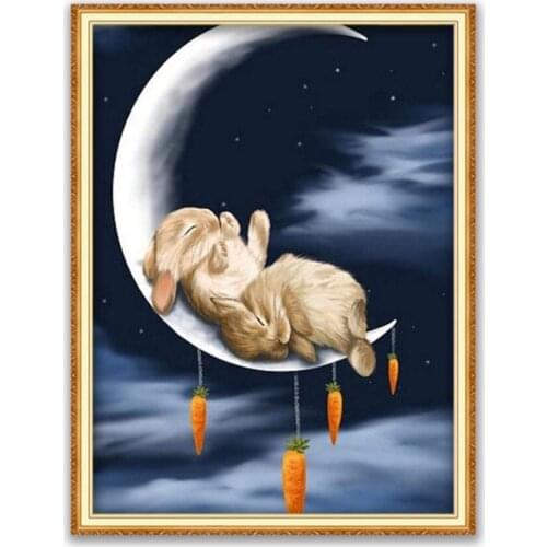 Animal Rabbit DIY Embroidery 11CT Cross Stitch Kits Needlework Craft Set Printed Canvas Cotton Thread Home Decoration New Design