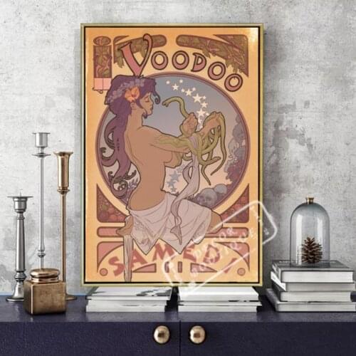 Voodoo Girl Voodoo Witch Supernatural Classic Vintage Canvas Painting Poster DIY Wall Paper Posters Home Decor Gift