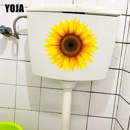 YOJA 22.7CM×22.4CM Creative Cartoon Flowers Toilet Stickers Home Room Wall Decoration Decals T1-2650