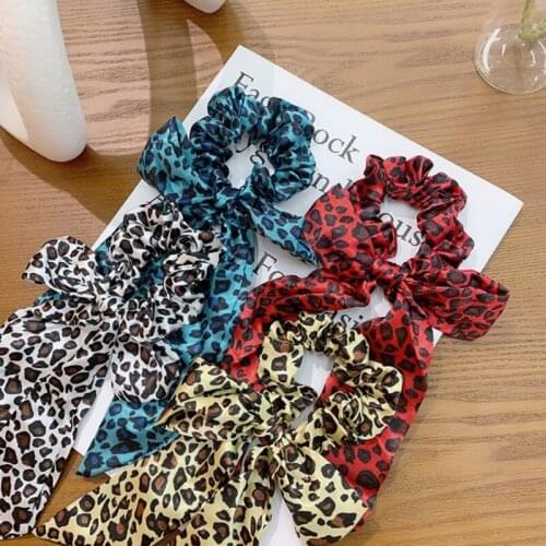 Leopard Print Personality Tie Hair Rubber Band Bow Tie Headband Bandage Tie Ponytail Headband Female Hair Accessories