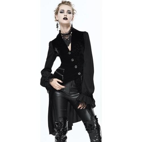 Punk Vintage Gothic Jacket Womens Coats Black Asymmetric Retro Jacket Bandage Lace-Up Fashion Ladys Jackets