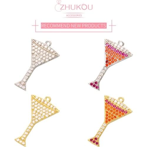 ZHUKOU 15x25mm Fashion Crystal Goblet Pendant for Women Necklace Earrings Bracelet Jewelry Accessories model:VD438