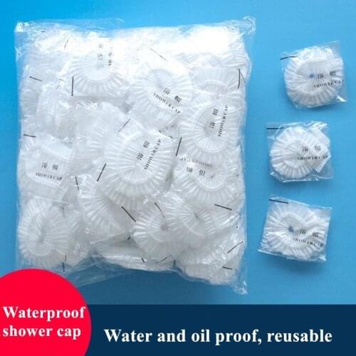 100pcs/bag Disposable Compression Shower Cap High Quality Waterproof Protection Hair Shower Cap Bathroom Accessories