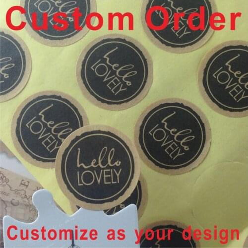 1000pcs/lot custom kraft sticker label printing/self adhesive shipping labels/customize gift kraft sticker