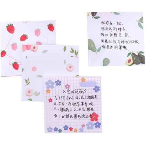 16packs Cartoon Flower Fruits Notebook Memo Pad Self-Adhesive Sticky Notes Office School Supplies Memo Pad