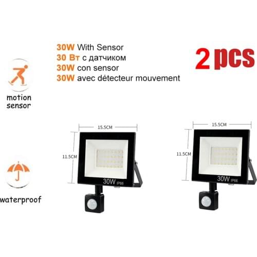 2 pcs 220V 10-100W LED FloodLight Spotlight Exterior Street wall reflector LED Waterproof LED Garden light Lawn lamp PIR Motion