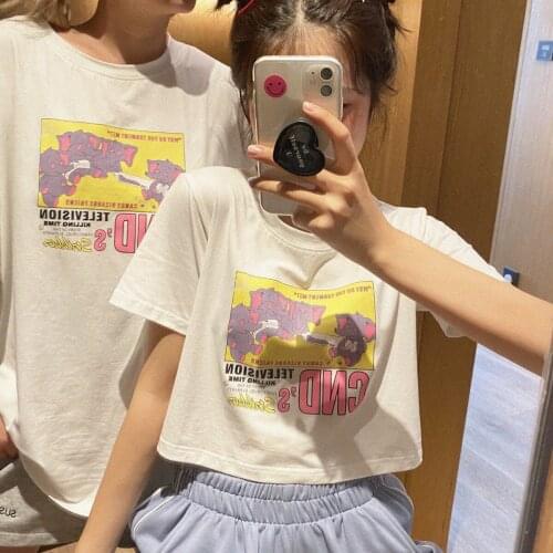 2021 Summer Personality Short Sleeve T-shirt Female Student Top Fashion Couple Funny T Shirts Women