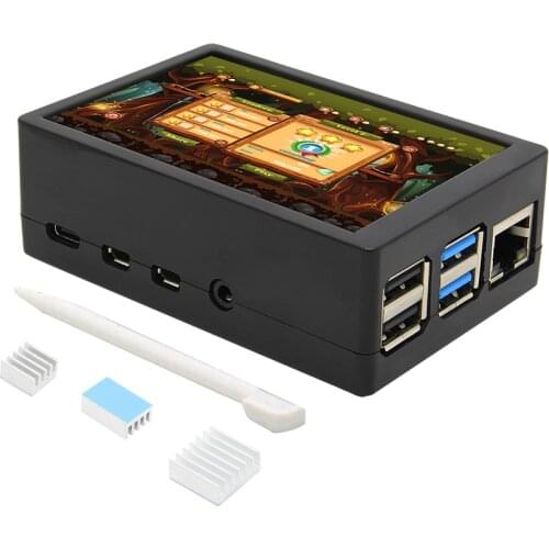 3.5 inch Raspberry Pi 4 Touchscreen with ABS Case, 480*320 LCD Display Max 50FPS+Touch Pen+ABS Box for Raspberry Pi 4 Model B