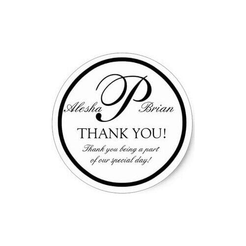 3.8cm Black White Monogram P Wedding Favour Stickers