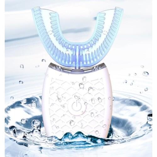 360 Degrees Intelligent Automatic Sonic Electric Toothbrush U Type 4 Modes Charging Tooth Whitening Blue Light 588