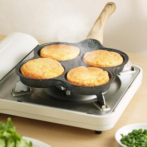 4 Hole Non-Stick Omelet Pan Egg Pie Frying Pans Breakfast Pancake Maker For Induction Cooker Gas Stove Home Kitchen Cookware