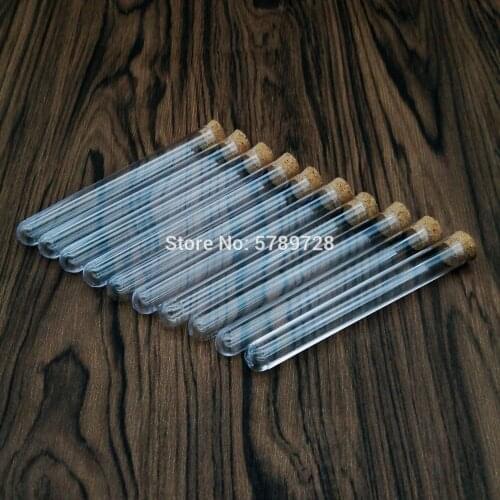 60PCS 12x100mm School Supplies Lab Equipments Clear Plastic Test Tube Round Bottom Tube Vial with Cap，Wedding Favor Gift Tube