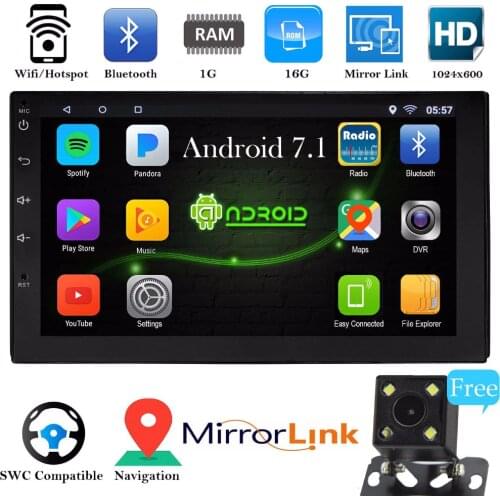 Kingslim Android 7.1 Car Auto Stereo Monitor Radio MP5 Bluetooth Car Stereo Radio 2 DIN 7" MP5 Player with GPS Wifi Rear Camera