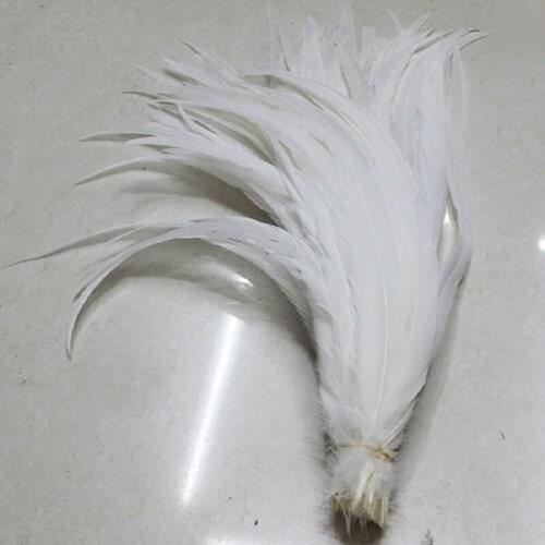 Free Shipping 50pcs white Rooster Tail feather 12-14inches 30-35cm Dyed conque/cock tail Feathers