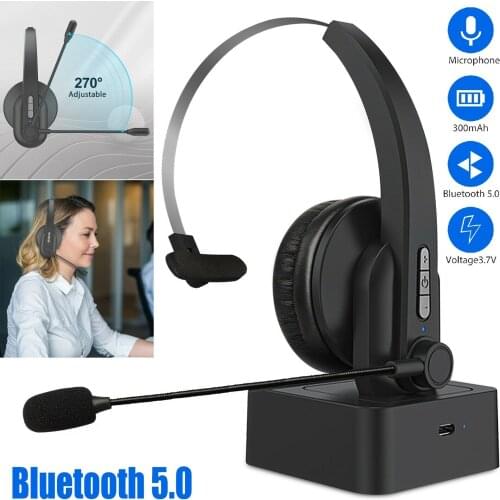 Wireless Bluetooth Headset for Trucker Driving Office Headphone Noise Cancelling Mic Traffic Headset Wide Compatibility