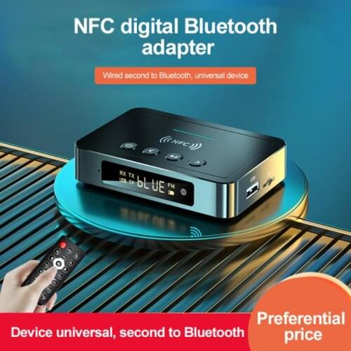 Bluetooth 5.0 Audio Transmitter Receiver FM Stereo Low Latency RCA Optical Wireless Adapter NFC USB 3.5mm Aux Jack for TV PC Car