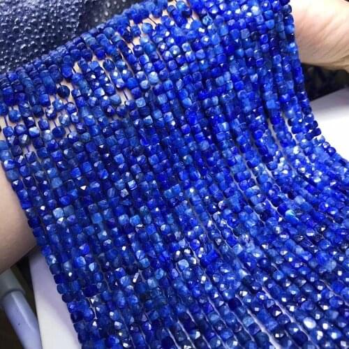 AAAA LOOSE BEADS blue Kyanite square faceted 4*4.5mm Wholesale for DIY Jewelry Necklace 36cm